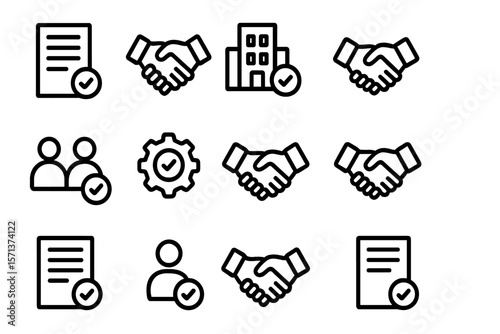 Business and agreement icon set vector illustration for corporate projects in line style
