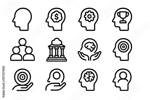Brainstorming and success icons vector illustration for innovative design projects