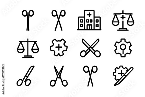 Medical and legal icons vector illustration for design projects