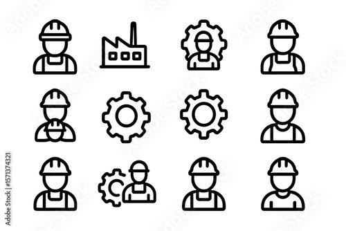 Industry and engineering icons vector illustration - factory worker gear, hard hat design for digital use