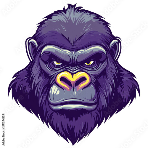 Wallpaper Mural Intense Purple Gorilla Head Vector Illustration: Powerful primate portrait Torontodigital.ca