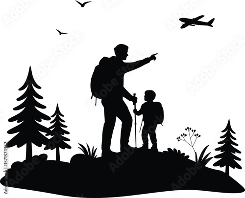 Pathfinders: A Moment Between Skyward Dreams and Earthly Bonds Horizon Whisperers: Tales Etched in Footsteps and Silence Companions of Wonder: Gazing Beyond Trails and Trees