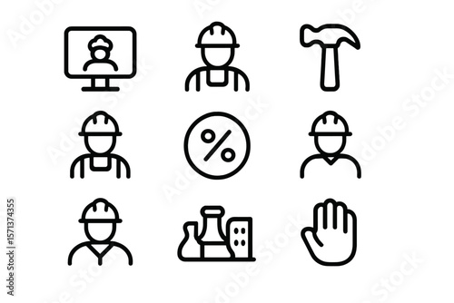 Construction and safety icon set vector illustration