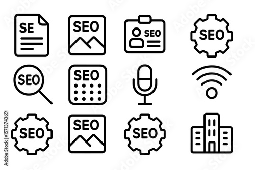 Seo icons vector illustration for digital marketing and web design in minimal flat style