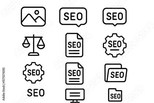 Seo icon set vector illustration for digital marketing and optimization design