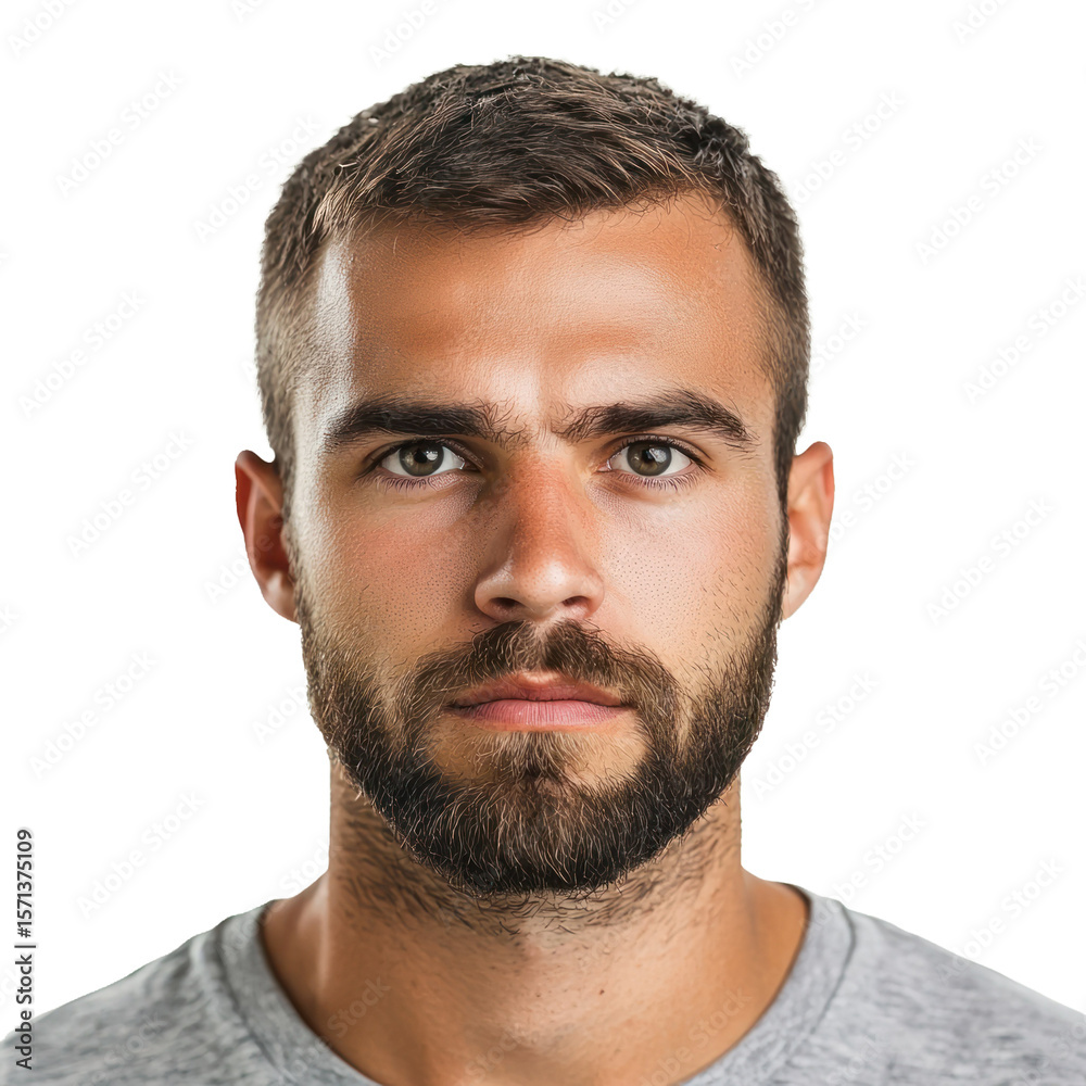 Fototapeta premium male portrait serious isolated on transparent background