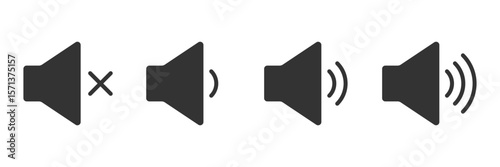 speaker icon set. noise icons symbol. sound level. silent signs. Volume symbol. Megaphone icons set. Loudspeaker megaphone icon collection. Shout announce. Loud speaker public announcement. EPS 10. 