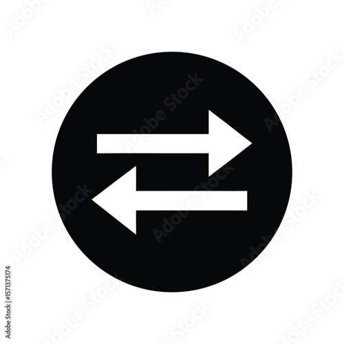 Exchange Icon Circular Black with Horizontal Arrows Indicating Transfer and Conversion