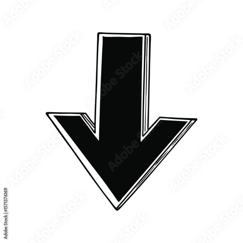 Downward Arrow Vector on White Background