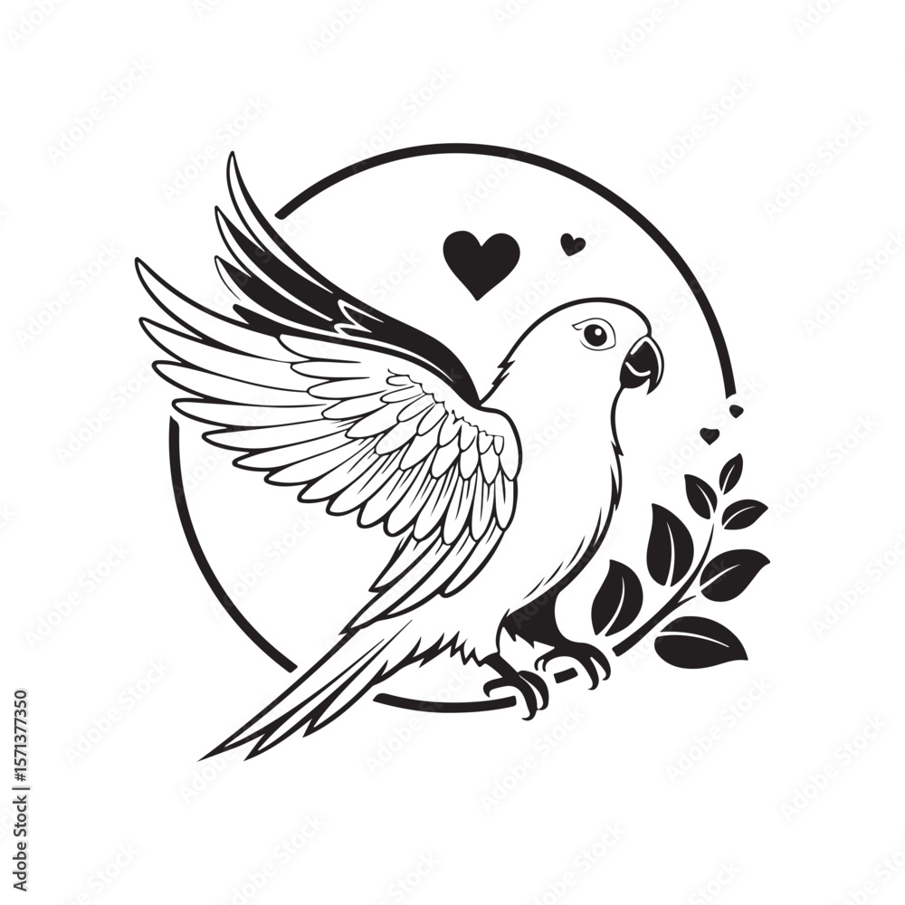 Fototapeta premium lovebird vector silhouette clip art logo design illustration. abstract bird collections.