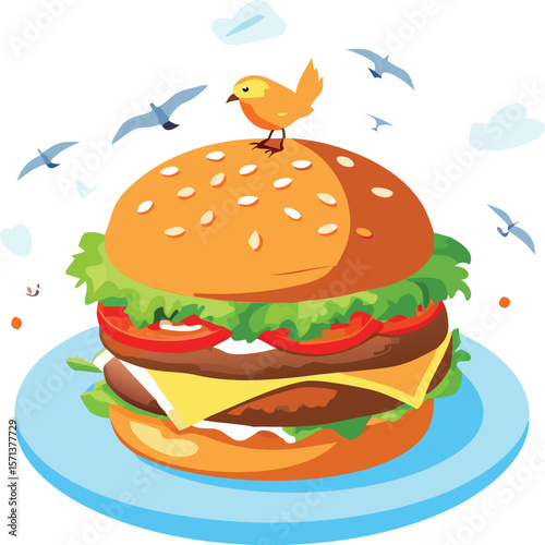 A beautifully plated burger with all its fresh ingredients, perfect for delicious food.