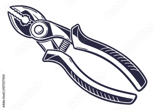 Vector Silhouette of Pliers Gripping on White Background