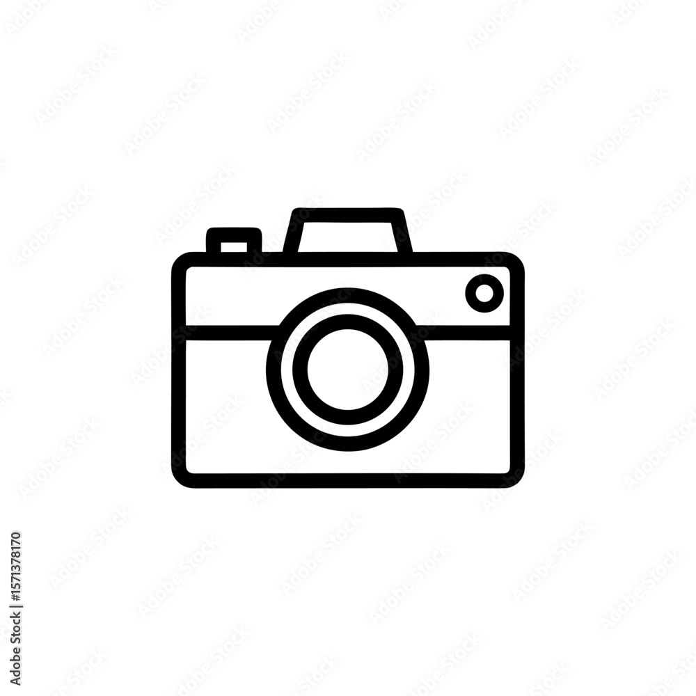 Minimal line art camera icon vectors– black and white outline photo camera on a clean white background. Ideal for photography, app interface, media, and technology design projects
Minimal line art camera icon vectors– black and white outline photo camera on a clean white background. Ideal for photography, app interface, media, and technology design projects