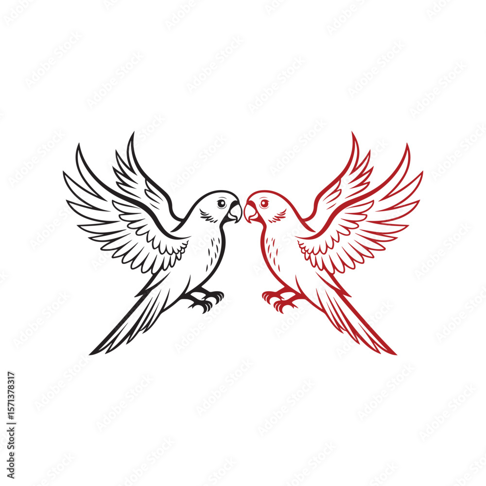 Fototapeta premium lovebird vector silhouette clip art logo design illustration. abstract bird collections.