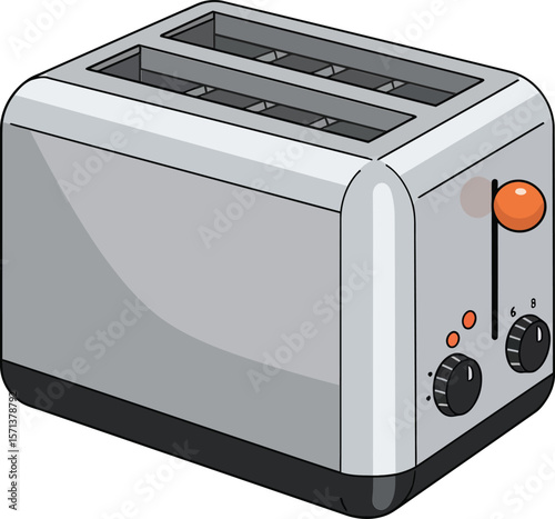Modern two-slice toaster with adjustable settings and orange lever for kitchen use
