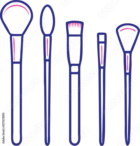 A detailed makeup brush set with various sized brushes, perfect for beauty and cosmetics.