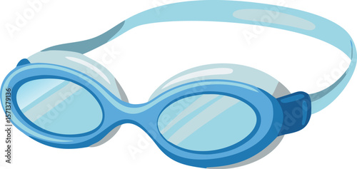 A detailed pair of swimming goggles with clear lenses, perfect for water sports and vision.