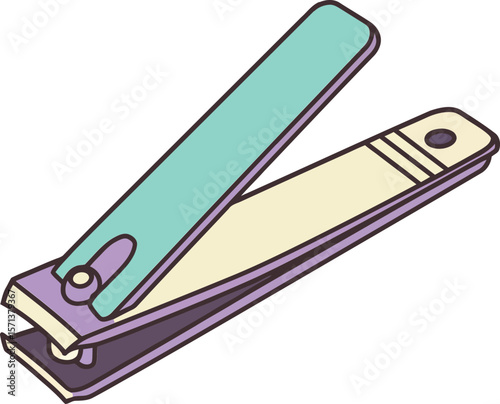 Nail clipper illustration with simple pastel colors isolated on white background for personal grooming and hygiene tools