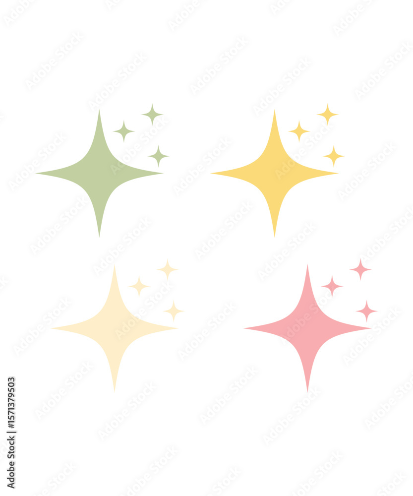 Obraz premium Set of Colorful Sparkling Star Icons