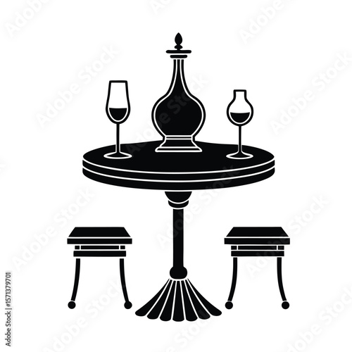 Flat vector of a restaurant serving table on white background