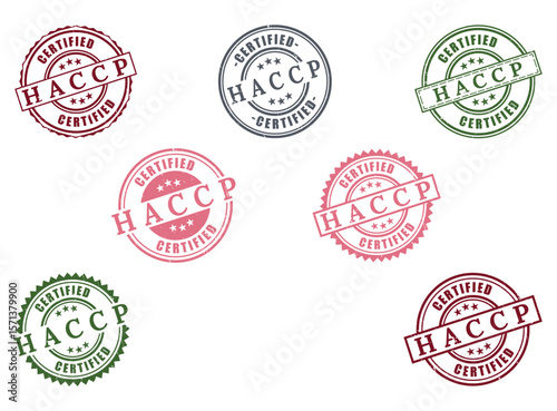 HACCP Certified Grunge Stamp Collection, Food Safety Management Badges