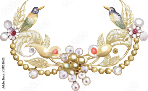 An elegant, vintage-inspired brooch adorned with sparkling gems, a beautiful accessory.