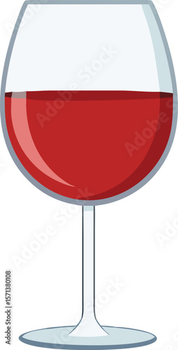 An elegant wine glass, half filled with deep red wine, symbolizing fine dining and luxury.