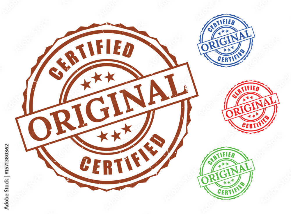 Obraz premium Originality Guarantee Stamp Set, Authentic Certified Vector Badges
