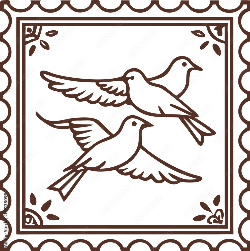 Obraz premium An isolated, detailed postal stamp with a classic design, representing communication and travel.