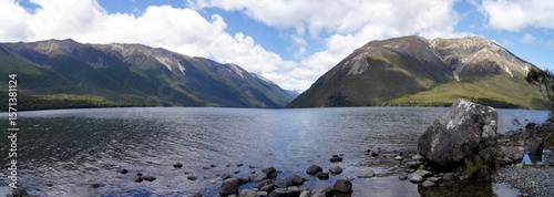 Landscape of Lake Rotoiti in St Arnaud, Nelson National Park, South Island, New Zealand
