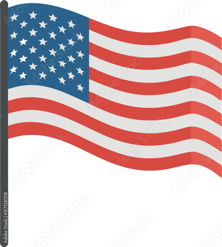 An isolated, subtly waving American flag, symbolizing patriotism and national pride.
