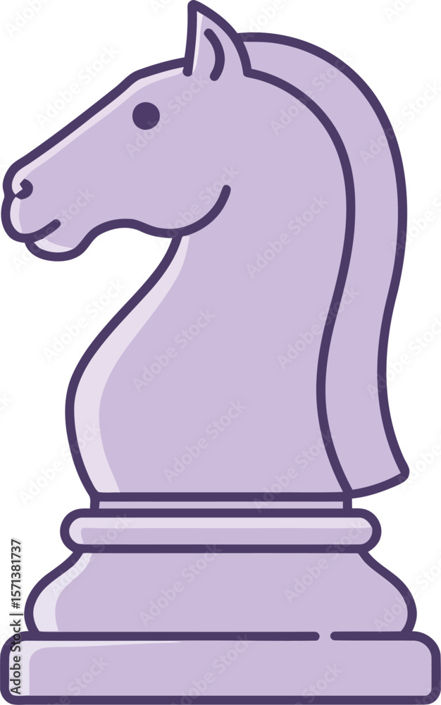 Obraz premium Purple chess knight piece isolated on white background simple design vector illustration