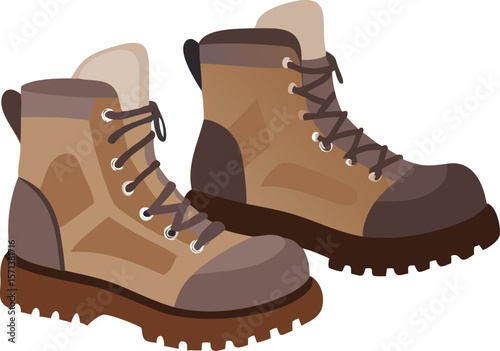 A perfectly balanced set of hiking boots, subtly worn, ready for adventure and outdoor trails.