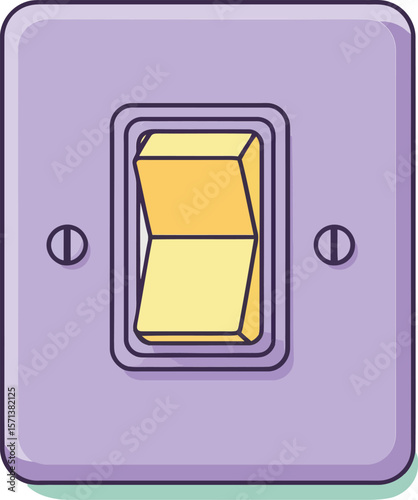 Purple light switch toggle in off position with simple design and screws visible