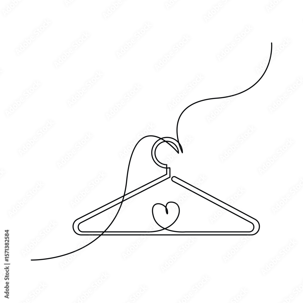 Obraz premium Vector One continuous line art drawing of clothe's hanger minimalist concept of Landry