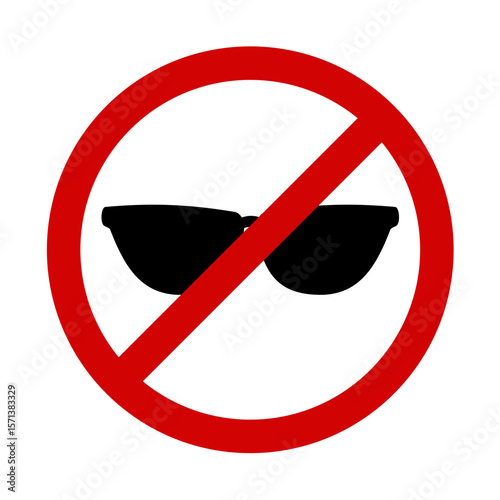 No Sunglasses Allowed Warning Sign. Vector image