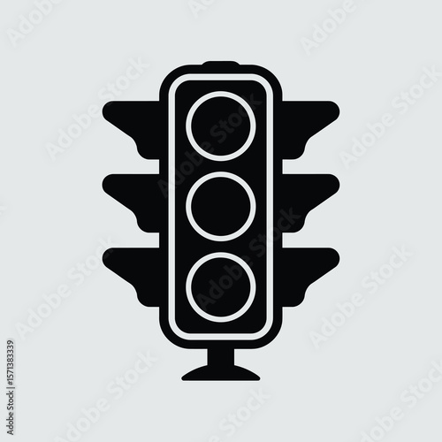 pure Black color Silhouette Traffic Light, vector black color silhouette, isolated white background