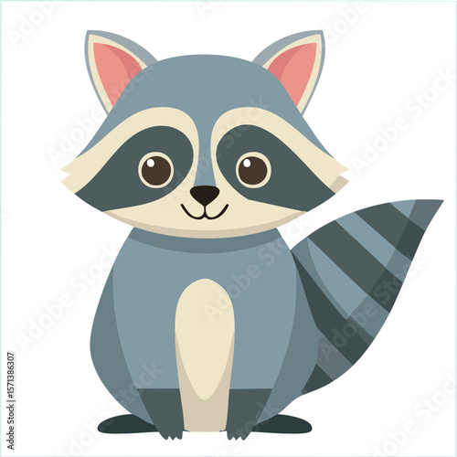 Cute raccoon flat vector