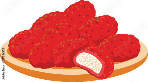 Crispy Chicken Nuggets on Wooden Plate Illustration