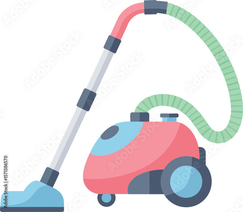 Compact pink and blue vacuum cleaner with flexible hose for efficient home cleaning tasks and easy storage solution
