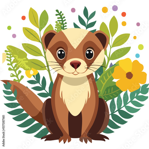 Cute weasel flat vector