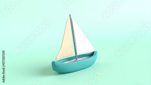 Stylized sailboat illustration on a light pastel background