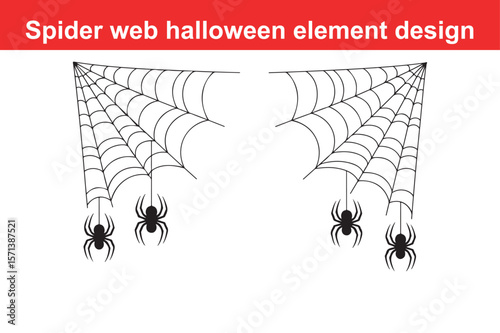 Scary Halloween Spider and Web Clipart Design

