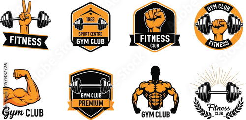Fitness gym club logo design templates for sport centre and bodybuilding