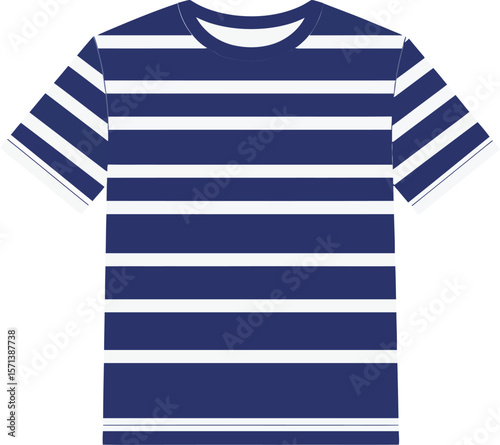 Striped navy blue and white short sleeve t-shirt casual wear design apparel clothing summer outfit