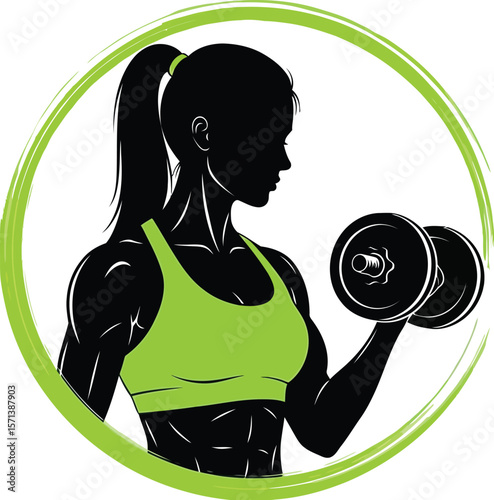 Fitness woman lifting weights dumbbell workout training strong body muscle gym