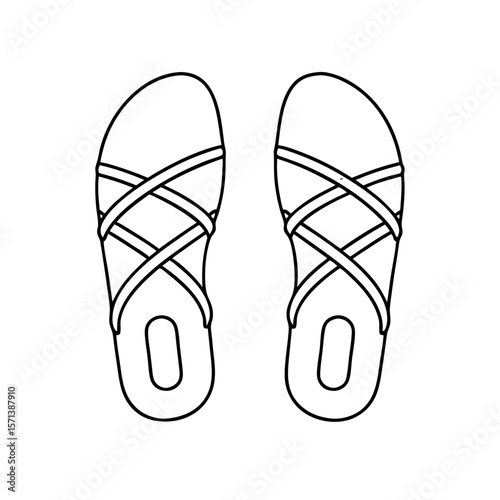 Sandals with crisscross straps in minimalist black line design  