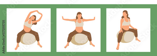 Prenatal yoga poses and exercises for pregnant women on exercise ball guide