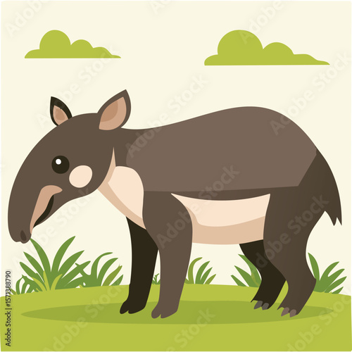Cute tapir flat vector