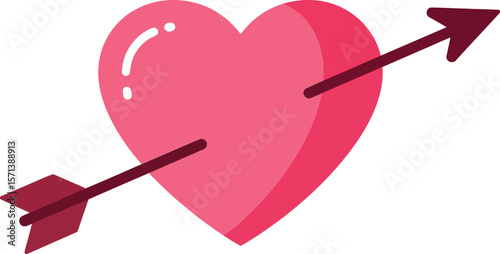 Heart pierced by arrow love symbol simple romantic graphic design illustration vector art